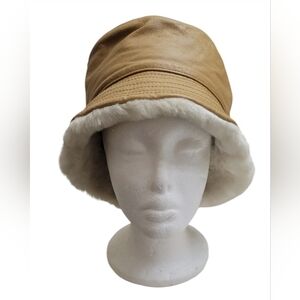 Wilsons Leather Faux Fur Trimmed Bucket Hat X/XL